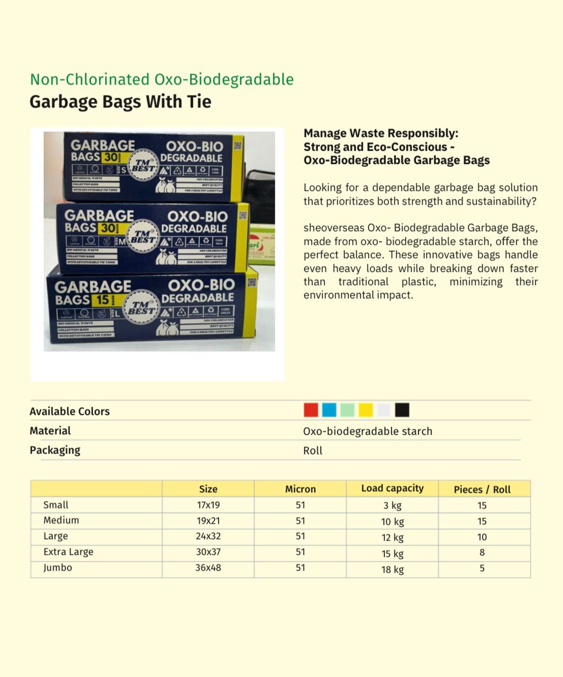 Garbage bags with tie tapes