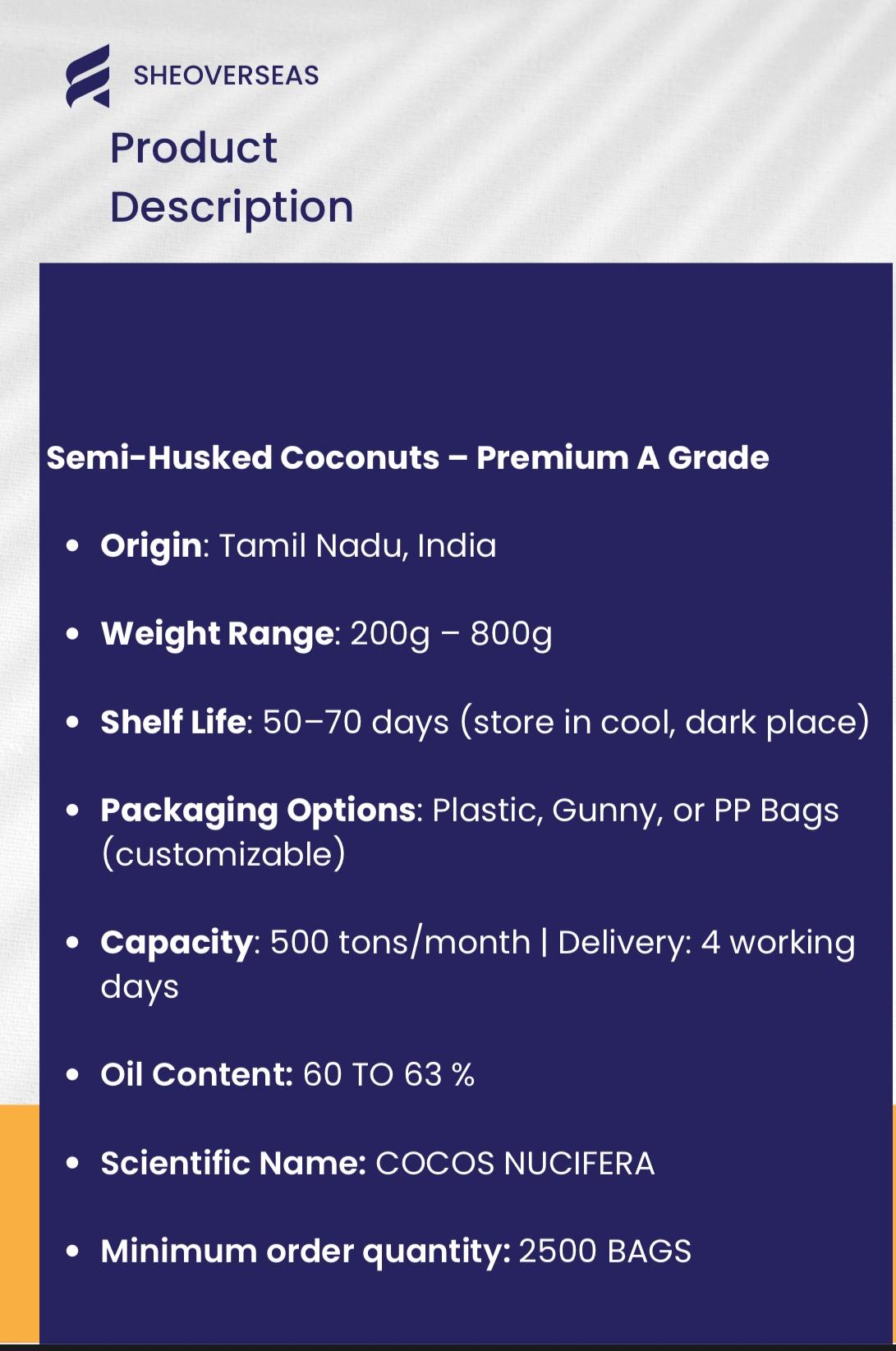 Semi-Husked Coconut